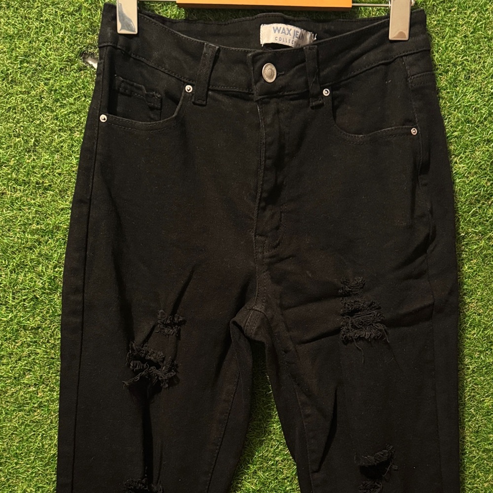 Wax Jean Black Ripped Denim